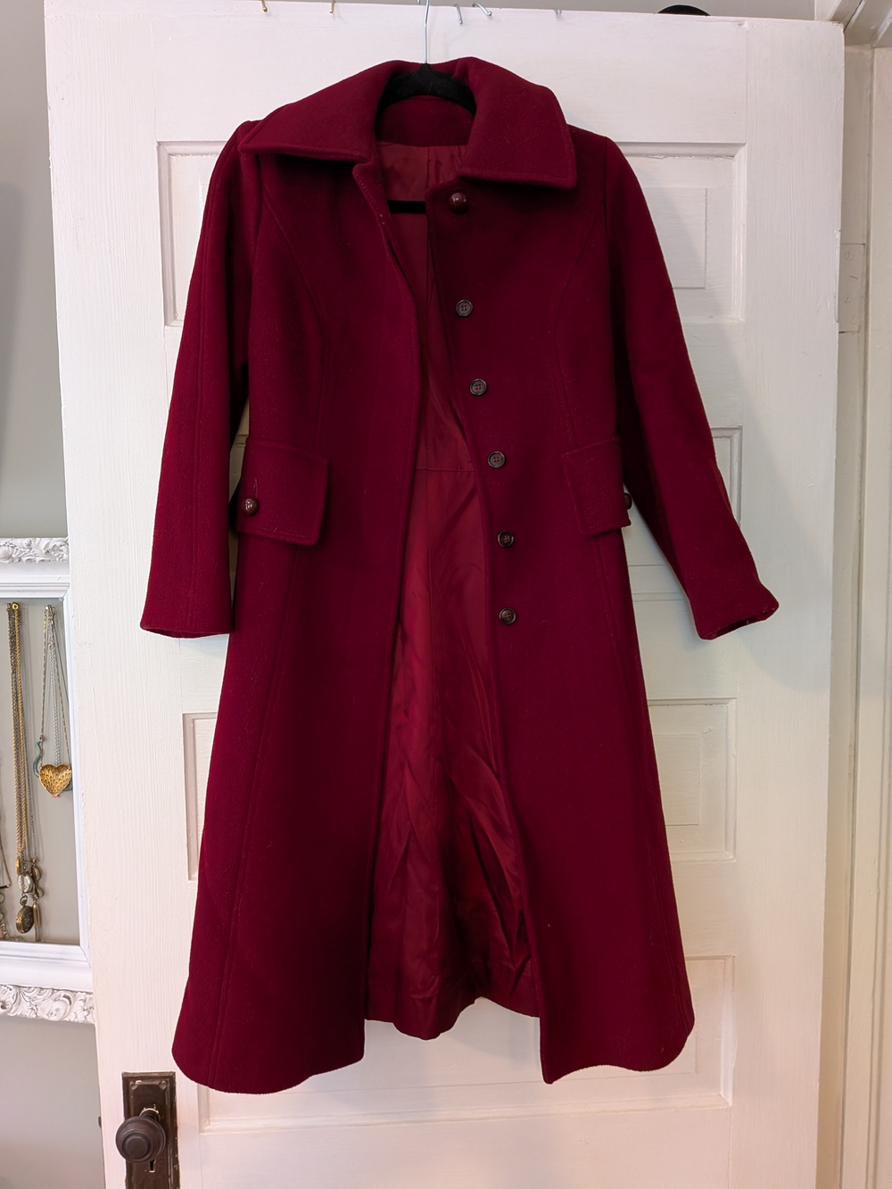 Stunning Cranberry Vintage Wool Coat